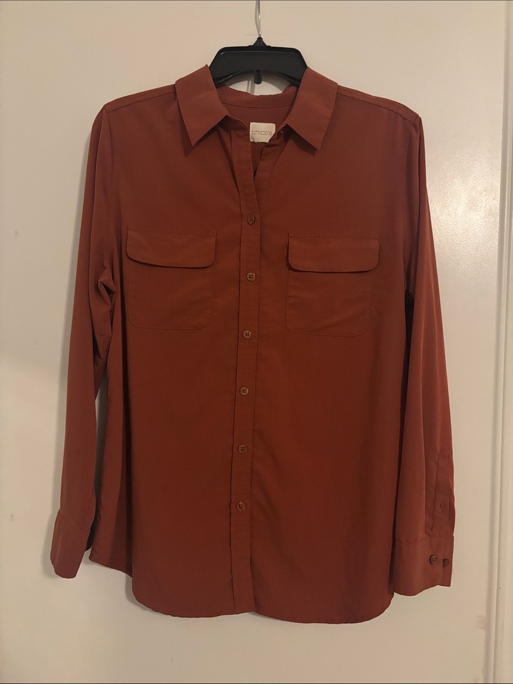 Chico's Women's Rust Button-Front Shirt